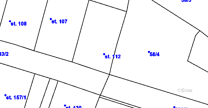 Parcela st. 112 v KÚ Charvatce u Jabkenic, Katastrální mapa