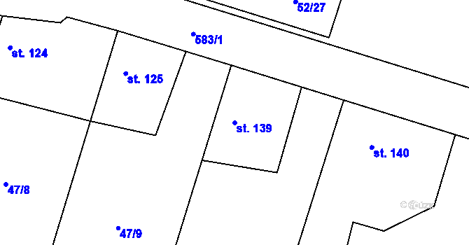 Parcela st. 139 v KÚ Charvatce u Jabkenic, Katastrální mapa