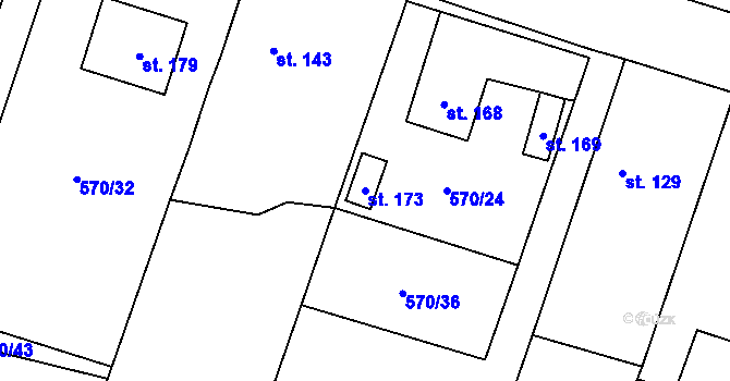 Parcela st. 173 v KÚ Charvatce u Jabkenic, Katastrální mapa