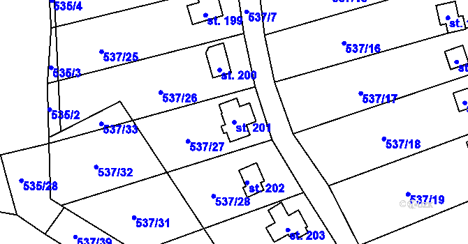 Parcela st. 201 v KÚ Charvatce u Jabkenic, Katastrální mapa