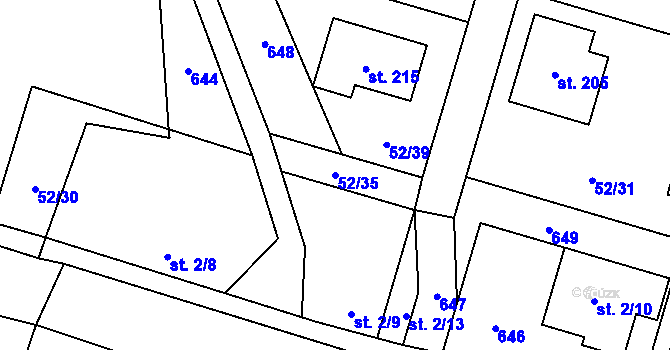 Parcela st. 52/35 v KÚ Charvatce u Jabkenic, Katastrální mapa