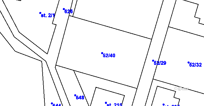 Parcela st. 52/40 v KÚ Charvatce u Jabkenic, Katastrální mapa