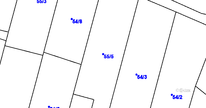 Parcela st. 55/5 v KÚ Charvatce u Jabkenic, Katastrální mapa