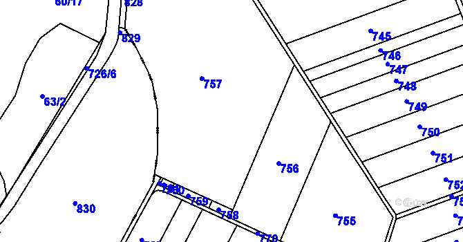 Parcela st. 134/2 v KÚ Charvatce u Jabkenic, Katastrální mapa