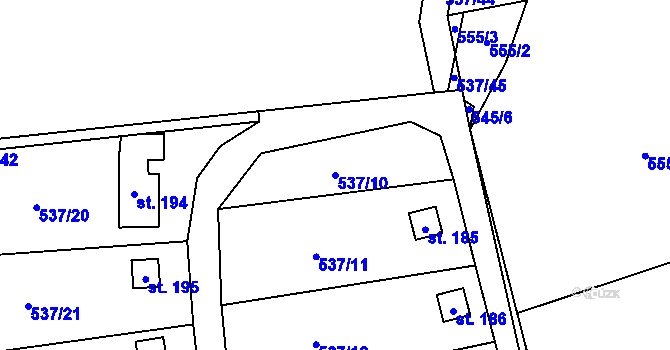 Parcela st. 537/10 v KÚ Charvatce u Jabkenic, Katastrální mapa