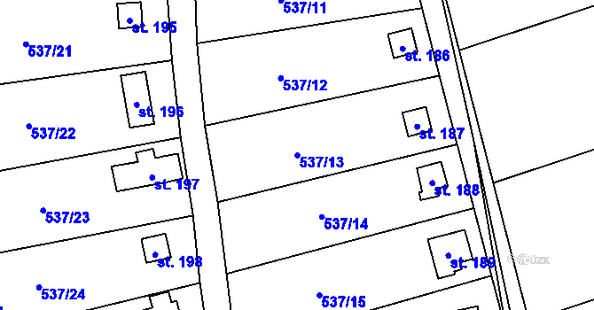 Parcela st. 537/13 v KÚ Charvatce u Jabkenic, Katastrální mapa