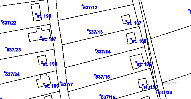 Parcela st. 537/14 v KÚ Charvatce u Jabkenic, Katastrální mapa