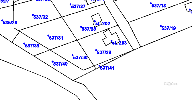 Parcela st. 537/29 v KÚ Charvatce u Jabkenic, Katastrální mapa