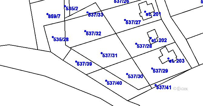 Parcela st. 537/31 v KÚ Charvatce u Jabkenic, Katastrální mapa