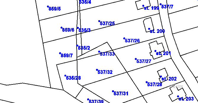 Parcela st. 537/33 v KÚ Charvatce u Jabkenic, Katastrální mapa