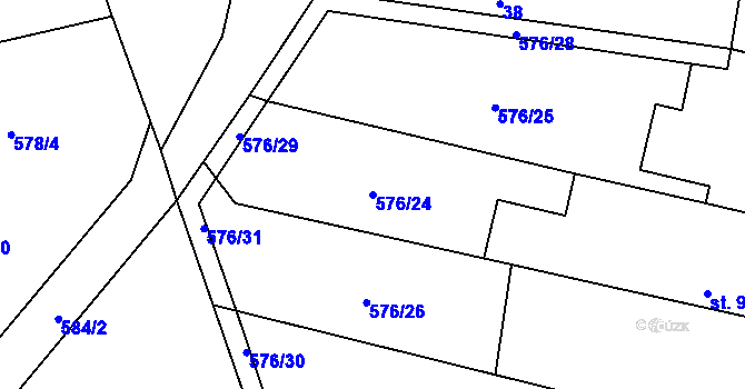 Parcela st. 576/24 v KÚ Charvatce u Jabkenic, Katastrální mapa
