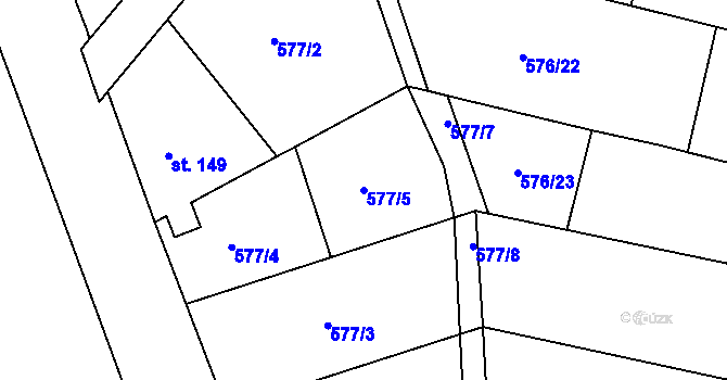 Parcela st. 577/5 v KÚ Charvatce u Jabkenic, Katastrální mapa