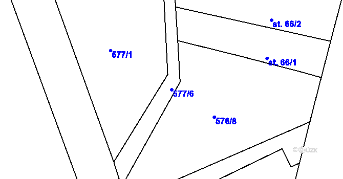 Parcela st. 577/6 v KÚ Charvatce u Jabkenic, Katastrální mapa