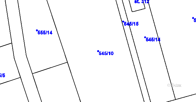 Parcela st. 545/10 v KÚ Charvatce u Jabkenic, Katastrální mapa