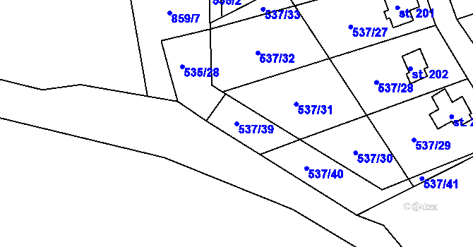 Parcela st. 537/39 v KÚ Charvatce u Jabkenic, Katastrální mapa