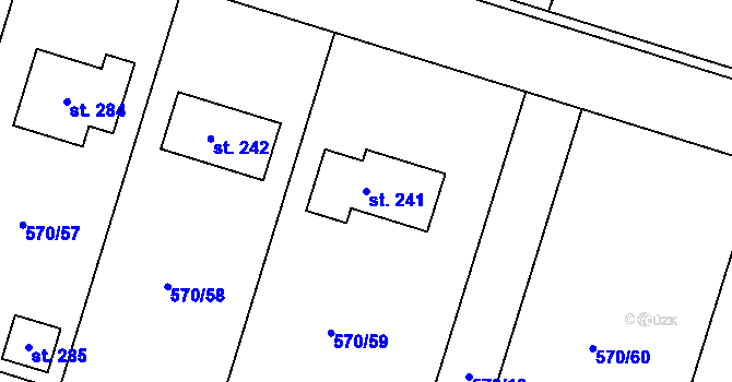 Parcela st. 241 v KÚ Charvatce u Jabkenic, Katastrální mapa