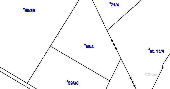 Parcela st. 59/4 v KÚ Charvatce u Jabkenic, Katastrální mapa
