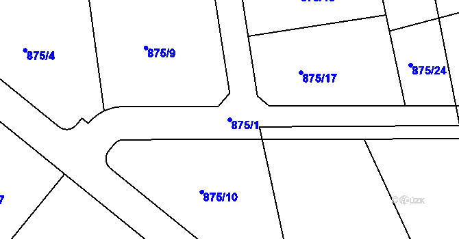 Parcela st. 875/1 v KÚ Charvatce u Jabkenic, Katastrální mapa