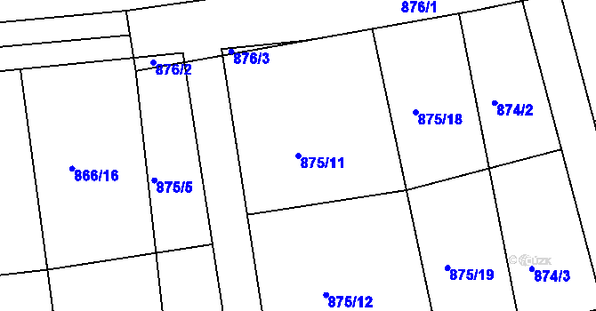 Parcela st. 875/11 v KÚ Charvatce u Jabkenic, Katastrální mapa