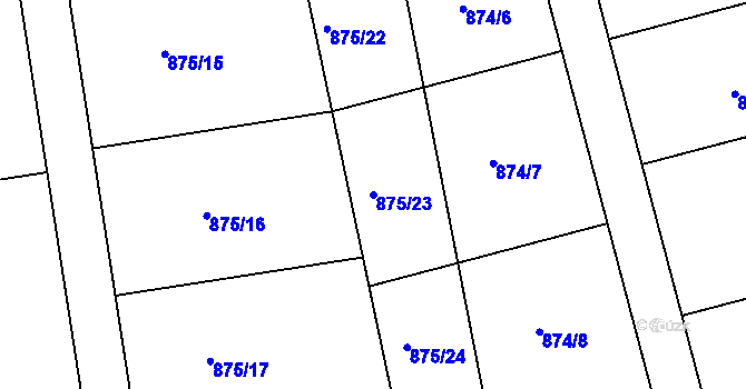 Parcela st. 875/23 v KÚ Charvatce u Jabkenic, Katastrální mapa