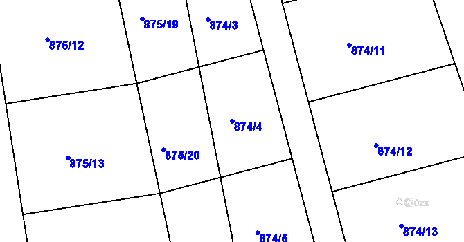 Parcela st. 874/4 v KÚ Charvatce u Jabkenic, Katastrální mapa