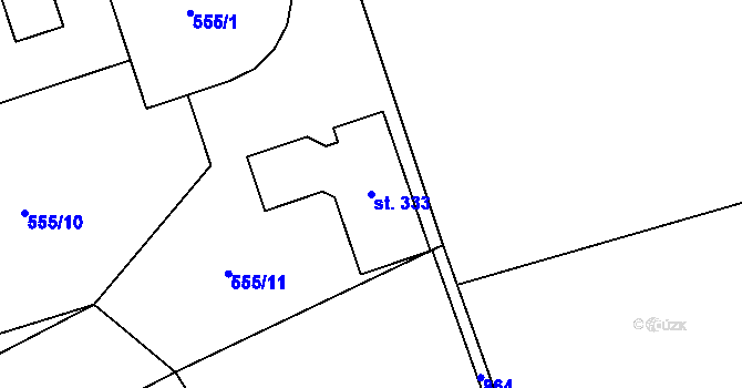 Parcela st. 333 v KÚ Charvatce u Jabkenic, Katastrální mapa