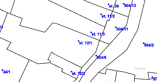 Parcela st. 12/1 v KÚ Charvatce u Loun, Katastrální mapa