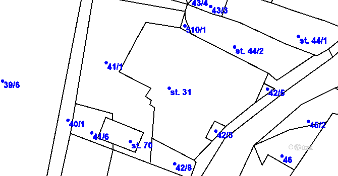Parcela st. 31 v KÚ Charvatce u Loun, Katastrální mapa