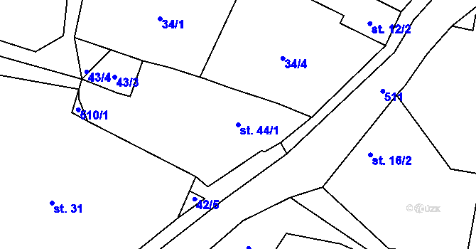 Parcela st. 44/1 v KÚ Charvatce u Loun, Katastrální mapa