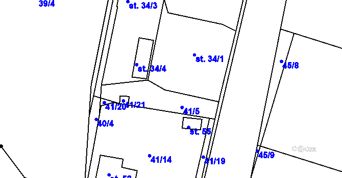 Parcela st. 41/22 v KÚ Charvatce u Loun, Katastrální mapa