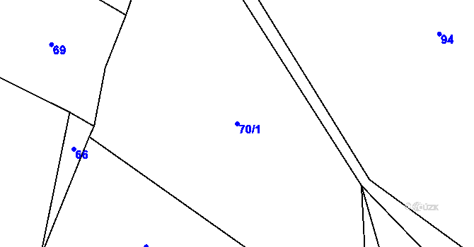 Parcela st. 70/1 v KÚ Charvatce u Loun, Katastrální mapa