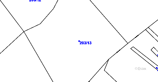 Parcela st. 203/13 v KÚ Charvatce u Loun, Katastrální mapa