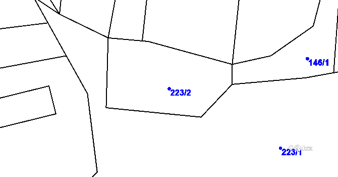 Parcela st. 223/2 v KÚ Charvatce u Loun, Katastrální mapa