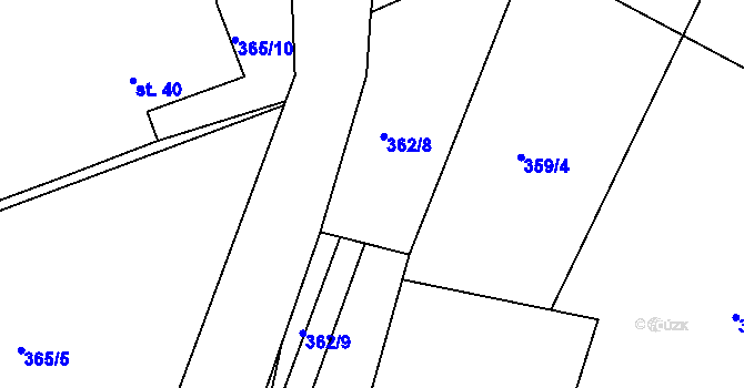 Parcela st. 360/1 v KÚ Charvatce u Loun, Katastrální mapa