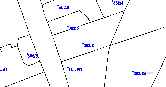 Parcela st. 362/2 v KÚ Charvatce u Loun, Katastrální mapa