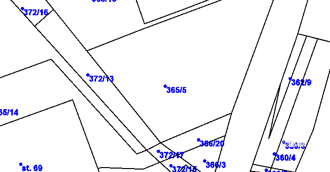 Parcela st. 365/5 v KÚ Charvatce u Loun, Katastrální mapa