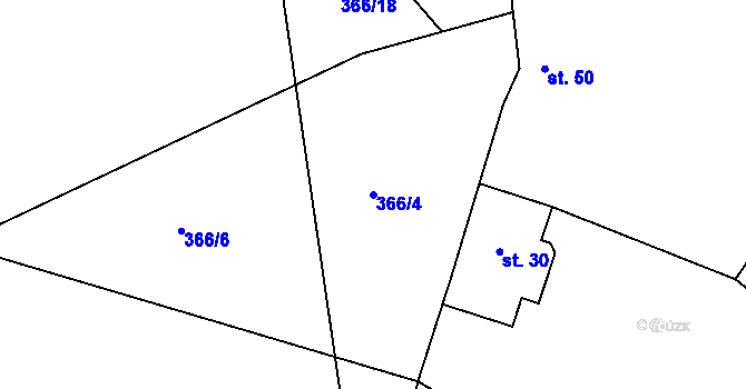 Parcela st. 366/4 v KÚ Charvatce u Loun, Katastrální mapa