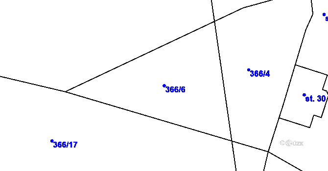 Parcela st. 366/6 v KÚ Charvatce u Loun, Katastrální mapa