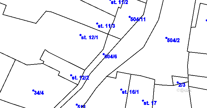 Parcela st. 504/6 v KÚ Charvatce u Loun, Katastrální mapa