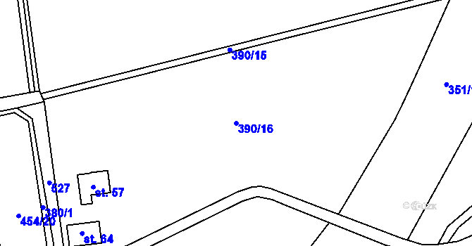 Parcela st. 390/16 v KÚ Charvatce u Loun, Katastrální mapa