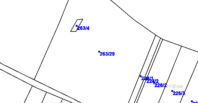 Parcela st. 263/29 v KÚ Charvatce u Loun, Katastrální mapa