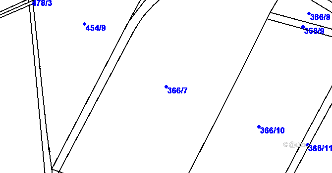 Parcela st. 366/7 v KÚ Charvatce u Loun, Katastrální mapa