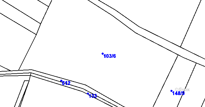 Parcela st. 103/6 v KÚ Charvatce u Loun, Katastrální mapa
