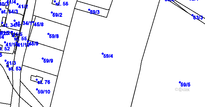 Parcela st. 59/4 v KÚ Charvatce u Loun, Katastrální mapa