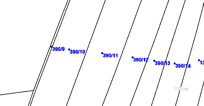 Parcela st. 390/11 v KÚ Charvatce u Loun, Katastrální mapa