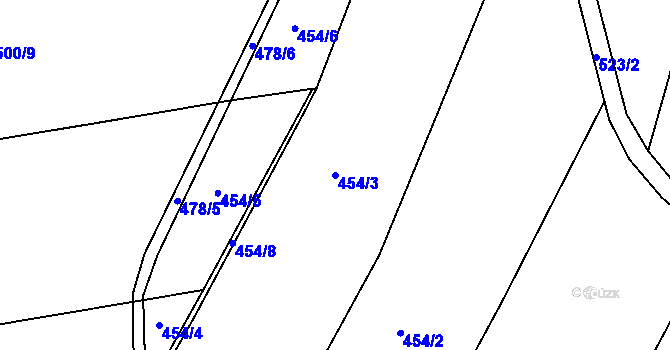 Parcela st. 454/3 v KÚ Charvatce u Loun, Katastrální mapa