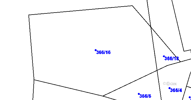 Parcela st. 366/16 v KÚ Charvatce u Loun, Katastrální mapa