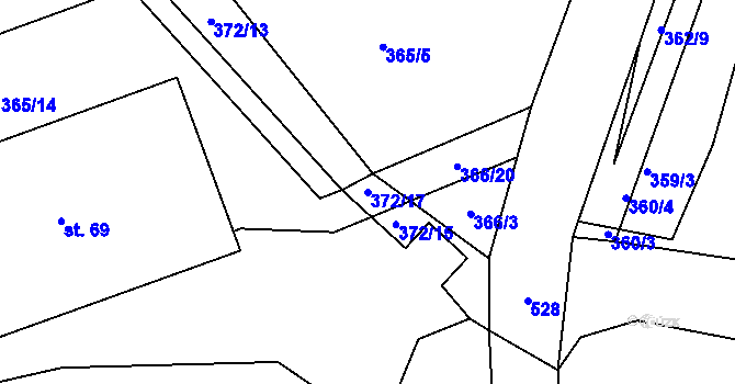 Parcela st. 372/17 v KÚ Charvatce u Loun, Katastrální mapa