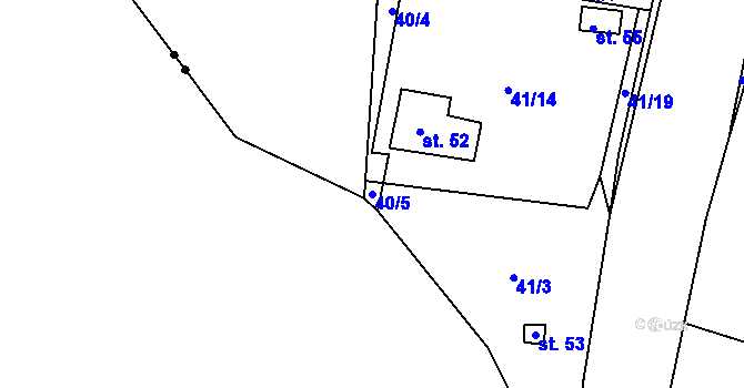 Parcela st. 40/5 v KÚ Charvatce u Loun, Katastrální mapa
