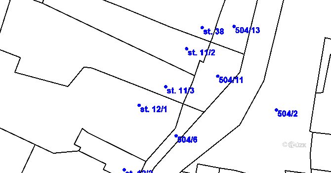 Parcela st. 11/3 v KÚ Charvatce u Loun, Katastrální mapa